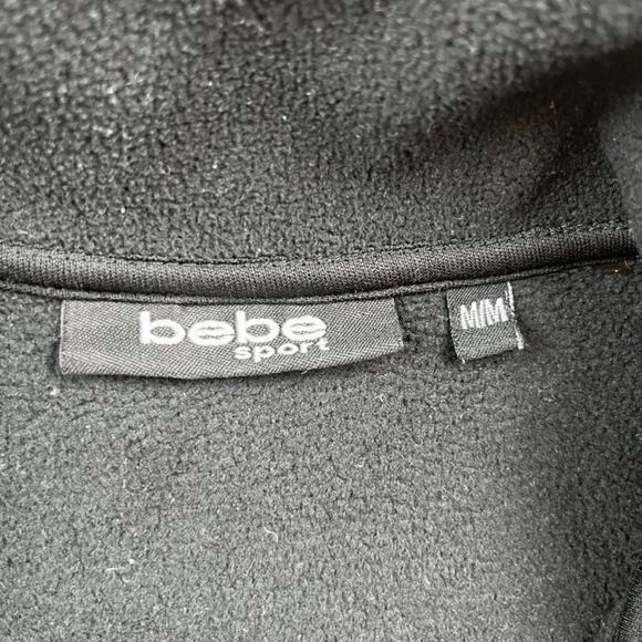 Vintage Bebe Fleece Jacket Womens Medium Black Sport Track Casual Full Zip y2k - Picture 5 of 10